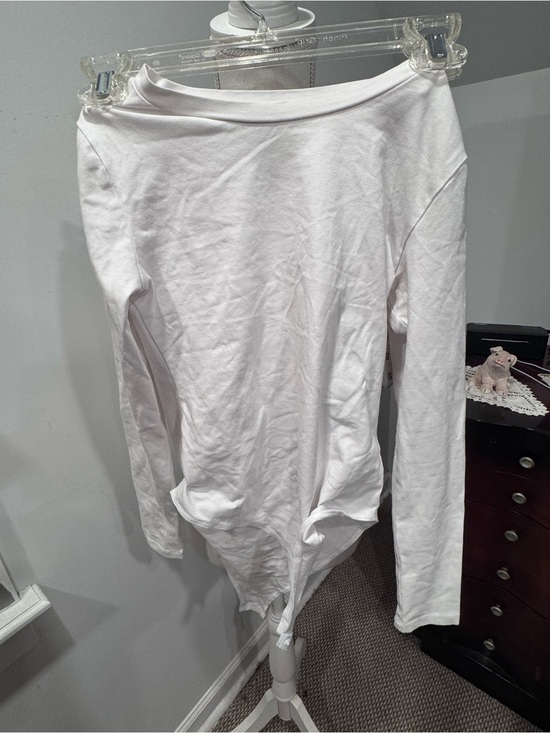 Mangopop Tops - White Long Sleeve Bodysuit
